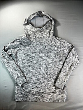 90 DEGREES Heather Gray Pullover Hoodie Cowl Neck Size Small Lined Fleece
